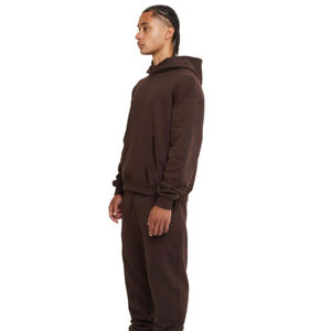 Pull à capuche Hip Hop en éponge française 100% coton pour hommes, poche brodée, épaules tombantes surdimensionnées, teint uni - Product Image 3