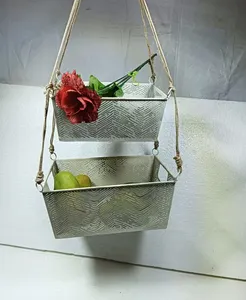 Attractive 2 Tier Fruit <b>Basket</b>, Metal Double Layer Fruit Rack for Kitchen Counter <b>Black</b> Decorative fruit and storage <b>basket</b> - Product Image 1