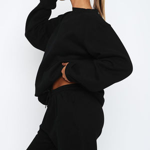 Women's Casual Fall Winter Oversized Sweatshirt with <b>Drop</b> Shoulder and Puff Printing Custom Logo Long Crew Neck - Product Image 2