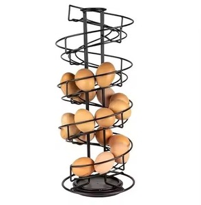 High Quality Vintage Style Metal Spiral Design Wire <b>Egg</b> Collection <b>Basket</b> Wholesale Country Storage Gathering <b>Eggs</b> Stand - Product Image 1