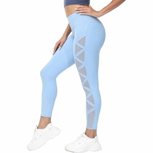 Vente en gros Pantalon de yoga taille haute solide pour femmes, legging de fitness avec poches et logo personnalisable - Product Image 3