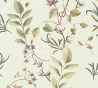Papel Tapiz Vinílico No Tejido Moderno con Diseño Floral en Tonos Marrón, Verde y Morado, Hecho en Alemania, Altamente Resistente al Agua, al Calor y a la Luz, Ideal para Hoteles