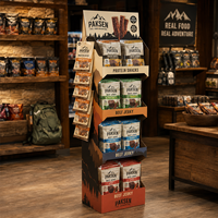Présentoir en carton ondulé personnalisé pour viande séchée, snacks, viande séchée, aliments, présentoir de vente au détail POP en papier
