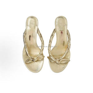 Mules en cuir de haute qualité JC pour femmes, Liss 35, avec nœud décoratif, bout rond, talon fin de 3,5 cm, tongs d'été pour la plage - Product Image 4