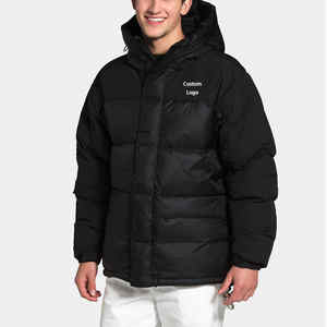 Doublure en satin personnalisé support en toile viscose/polyester surdimensionné manches longues fermeture éclair imperméable coupe-vent veste bouffante d'hiver pour hommes - Product Image 1