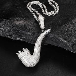 Unisexe 925 Pipe Pendentif Collier Iced Out Lab Grown Diamond Gold Silver Color Charm Hip Hop Fine Jewelry. - Product Image 1