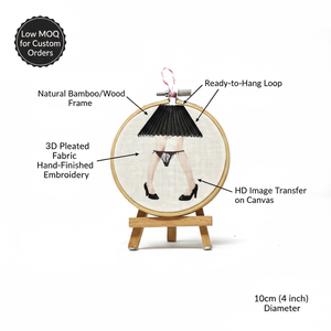 Cercle à broder de 10 cm, fini à la main, pour l'art de la broderie |    Petite œuvre d'art encadrée pour boutiques et magasins de cadeaux, art textile par transfert d'image - Product Image 2