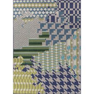 Alfombra de Lana y Viscosa con Tejido Plano Gris y Negro, Diseño Geométrico para el Hogar -ADWV-13090 - Product Image 1