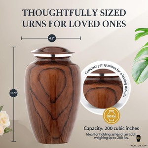 Urna Funeraria Ecológica de Estilo Europeo Americano, Color Marrón, con Diseños Personalizables en Mármol, para Cenizas Humanas, 220 Pulgadas Cúbicas - Product Image 4