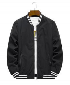 Stock 300g 100% Polyester Fibre Fermeture Éclair Imperméable Blanc Varsity Baseball Veste Hommes Vestes - Product Image 2