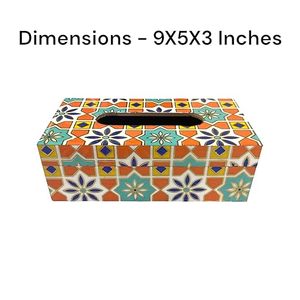 Porte-boîte à mouchoirs en bois imprimé artisanal vintage avec un design folklorique indien élégant pour salon artistique au prix le plus bas - Product Image 2