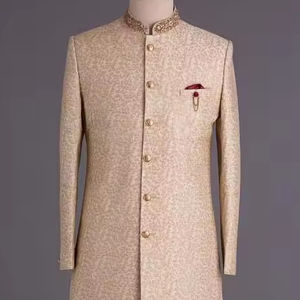 2024 elegante novio Sherwani elegante bordado pantalón zapatos a juego adornado cuentas de cristal Resham trabajo de talla grande - Product Image 1