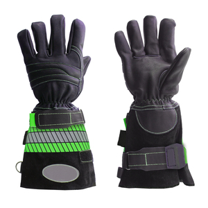 Guantes de lucha contra incendios resistentes al calor de soldadura de cuero dividido de vaca Guantes largos a prueba de fuego con logotipo y diseño personalizados - Product Image 1