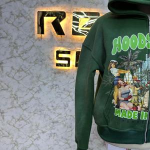 Sweat à capuche avec fermeture éclair à prix raisonnable et de style unique fabriqué en usine avec impression bouffante sweats à capuche à bas prix pour hommes - Product Image 3