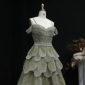 Robe de bal de luxe Jancember LSZ385 vert sauge, richement ornée de perles, à volants, pour <span class=keywords><strong>soir</strong></span>ée - Product Image 4
