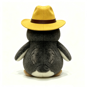 customized Cowboy penguin plush <b>toy</b>, Penguin <b>stuffed</b> animal with yellow fedora hat, Cute sitting penguin plush - Product Image 5