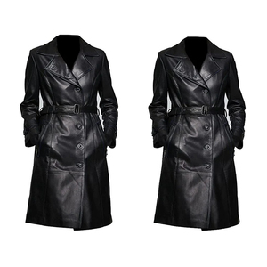 Abrigo de Cuero para Mujer para Uso en Exteriores, Estilo Moderno, Color Sólido, Transpirable, Superventas, Personalizado OEM, Abrigo de Cuero Largo - Product Image 6