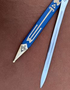 Espada Azul de Acero Inoxidable Personalizable con Mango de Cuero, Táctica, para Exteriores, Camping, Caza, Bricolaje, Uso Industrial OEM - Product Image 5