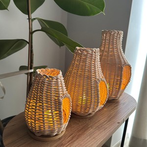 Portavelas de Mimbre Tejido a Mano para Decoración Rústica y Bohemia del Hogar - Product Image 2