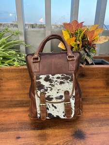 Wholesale High Quality Hair on Cowhide Leather Mini Backpack Western Genuine Leather <b>Rucksack</b> Luxury Casual Backpacks for Unisex - Product Image 3