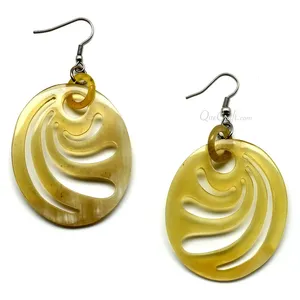 Nouveau Design corne de vache corne de buffle boucles d'oreilles goutte Vintage fête femmes élégant bijoux faits à la main avec perle personnalisable sculpté à la main - Product Image 4