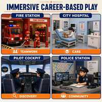 Cité de jeu de rôle innovante pour enfants avec module interactif de formation professionnelle, projet de simulation de parc d'attractions intérieur créatif