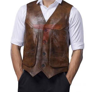 Chaleco de Cuero Genuino de Alta Calidad para Hombre, Estilo Casual y Profesional, Cuello en V, Portátil, Cómodo, para Otoño, 240g, Transpirable - Product Image 1