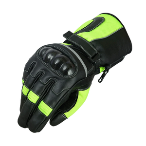 Gants thermiques de moto en cuir pour hommes Noir/HiViz Gants en cuir véritable pour hommes - Product Image 5