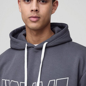 Sudadera con capucha personalizada de gran tamaño para hombre, gris oscuro, mezcla de algodón, sudaderas con capucha personalizadas para hombre, último diseño básico, venta al por mayor - Product Image 5