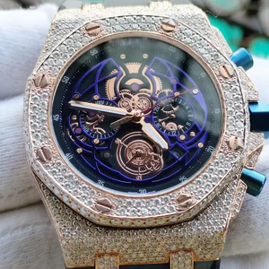 Montre de luxe analogique avec mouvement Miyota, sertie de diamants Moissanite, en acier inoxydable de haute qualité, cadran en verre de 20 mm, prix d'usine - Product Image 3