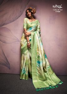 Sari de Seda Suave de Diseño de Alta Calidad con Estampado Floral Digital para Mujer, Ideal para Fiestas, Festivales y Trabajo, Estilo Indio-Pakistaní - Product Image 2