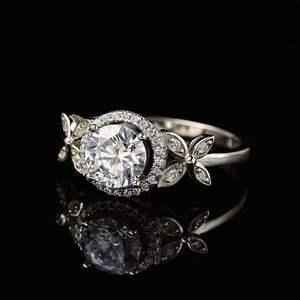 Anillo de Compromiso y Boda de Corte Redondo para Mujer, Oro Blanco/Oro Rosa, Diamante Cultivado en Laboratorio, Marca RITZIN - Product Image 1