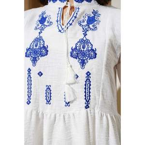 เสื้อคลุมปักแขนบอลลูนด้านหน้าผ้าลินินสีขาว - Product Image 3