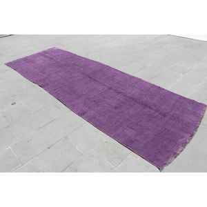Alfombra de pasillo vintage de 3.9x11.2 pies, alfombra turca, alfombra abstracta morada - Product Image 2