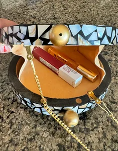 Exquisite Velvet Mother Pearl Clutch Luxurious Evening Bag Gold Chain Strap Organic Cotton Lining <b>Soft</b> Lightweight <b>Box</b> Special - Product Image 3