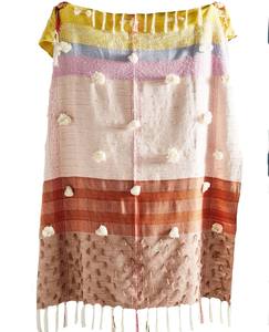 Manta bordada Jacquard 100% algodón tejida a mano con mechones Boho para decoración para sala de estar - Product Image 4