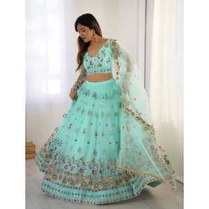 Déjeuner nouvelle série traditionnelle Lehenga Choli avec tissu doux fil de travail conception en relief séchage rapide fête porter toutes les saisons - Product Image 1