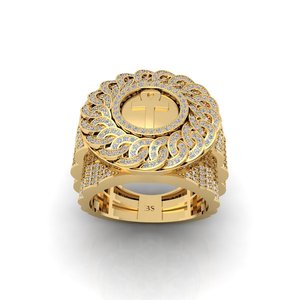 Bague de cocktail SHREYA DIAM Croix Chrétienne en Argent 925 avec Moissanite Sertie Pavé, Bijou Religieux Unisexe, Rhodium/Rose - Product Image 2
