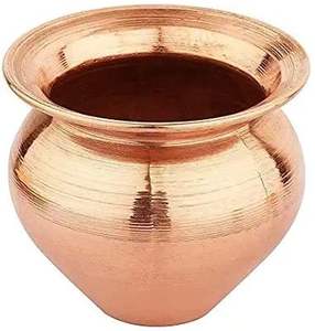 Olla de Agua de Alta Calidad Hecha a Mano Estilo Indio, Lota de Cobre de Primera Calidad con Tapa de Cuero, Utensilio de Cocina, Exhibición de Encimera, Lota Grande - Product Image 5
