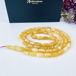 Bijoux Amberstone, 66 perles en forme de baril, perles de prière islamiques naturelles, Misbaha en ambre baltique de luxe - Product Image 1