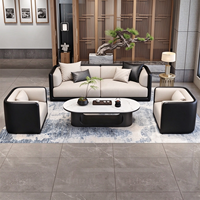 Ensemble de canapés de bureau modernes en cuir bicolore, canapé de réception exécutif 3+1 places en cuir pour bureau