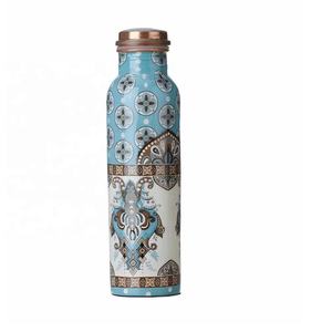 Enamel Printed Copper <b>Water</b> <b>Bottle</b> Yoga <b>Water</b> <b>Bottle</b> Ayurvedic Copper Vessel Leak Proof Copper <b>Water</b> <b>Bottle</b> - Product Image 1