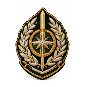 Wholesale Bullion <b>Badge</b> Embroidery Patches OEM Bullion Embroidery <b>Badge</b> <b>Clip</b> For Chest <b>Badge</b> For Online Sale - Product Image 1