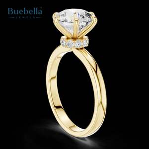 Anillo de compromiso solitario de corte brillante redondo de Plata de Ley 925 Original de gran oferta para mujer - Product Image 2