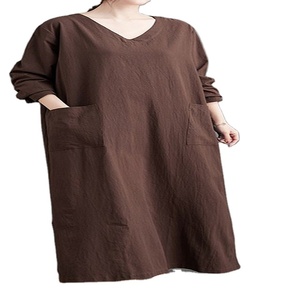 Custom summer elegant puff sleeve linen <b>tuxedo</b> <b>shirt</b> dress ladies clothing <b>women</b> plus size casual loose sweet mini dres - Product Image 1