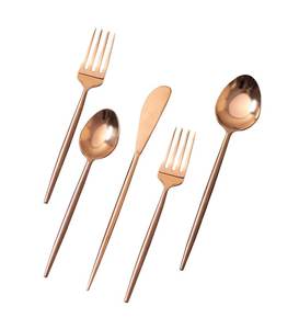 ชุดช้อนส้อมทองแดงขายดี ชุดช้อนส้อมโลหะใหม่สำหรับโรงแรมและร้านอาหาร ช้อนส้อมโลหะ ช้อนและส้อม - Product Image 3