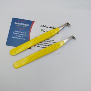 Pince à cils en acier inoxydable jaune de haute qualité avec poignée en forme de coeur outil de beauté enduit de poudre durable pointe pointue - Product Image 4