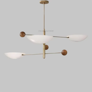 Luxury Mid Century Sputnik Chandelier Brass Combination 3 <b>Light</b> Adjustable Height Ceiling <b>Light</b> Black Bowl Shades Modern Style - Product Image 1