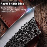 Couteau couperet personnalisé forgé à la main pour couper la viande avec lame en acier au carbone et manche en bois inclus gaine en cuir