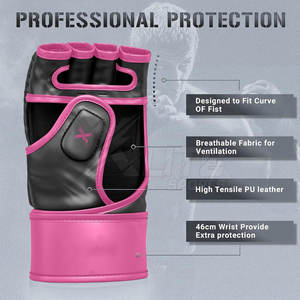 Guantes de Cuero para MMA de Ajuste Seguro, para Entrenamiento de Artes Marciales y Boxeo, con Soporte para Muñeca, Cómodos, Transpirables y que Absorben la Humedad - Product Image 3